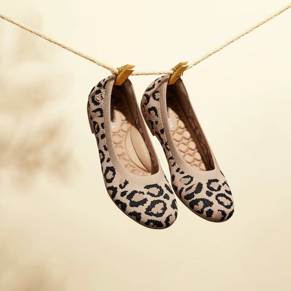 Vivaia Claire Leopard Round Flexible Comfort Old Money Knit Breathable Flats 9